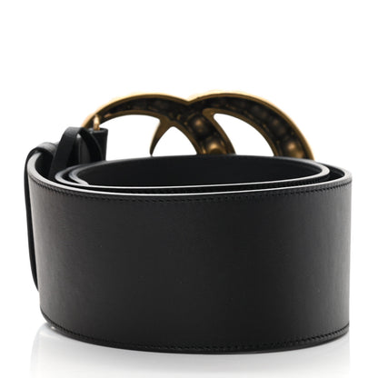 Gucci Moon Calfskin Pearl Double G 70mm Belt 90 36 Black Cream 2 of 6