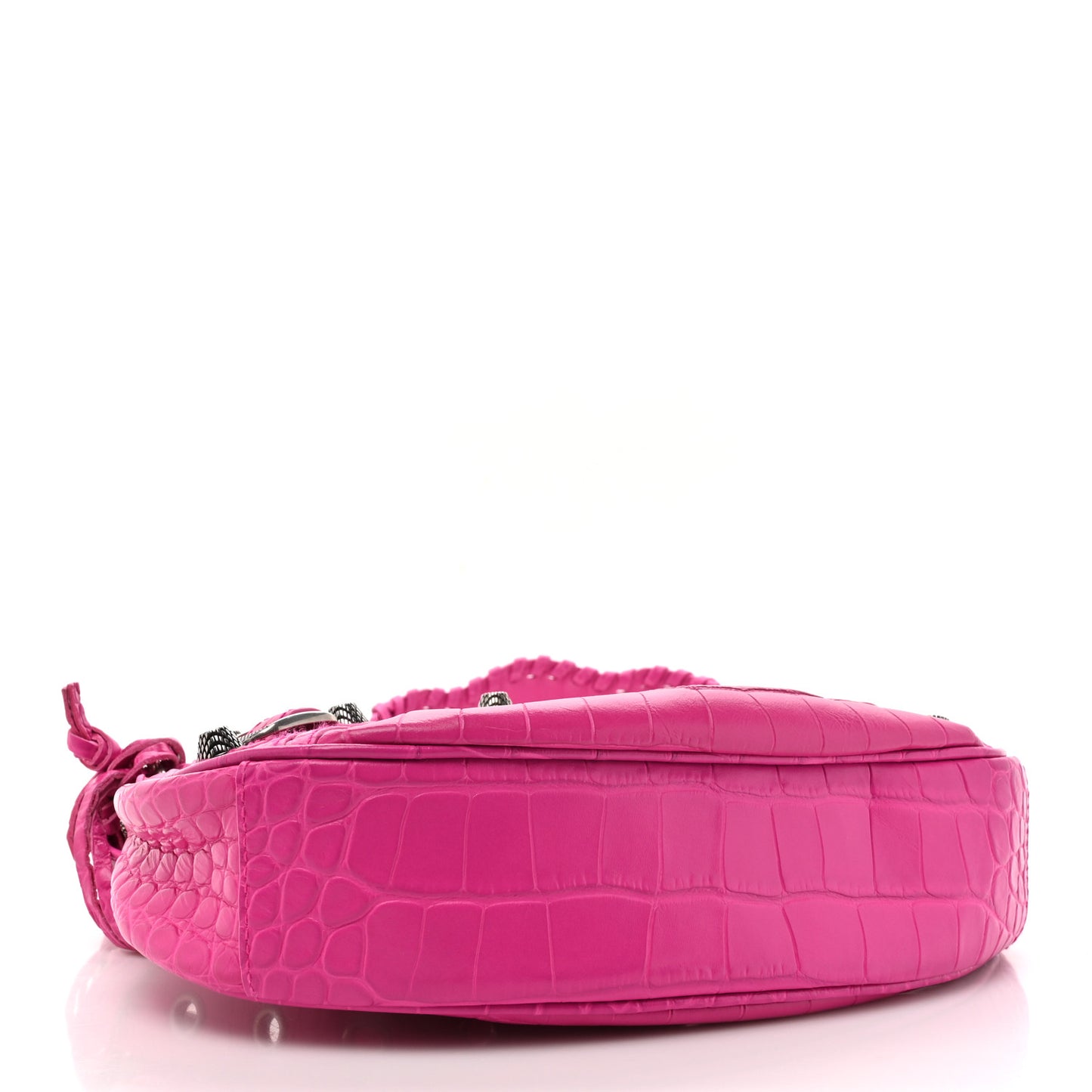 Extra Supple Calfskin Crocodile Embossed XS Le Cagole Shoulder Bag Lipstick Pink