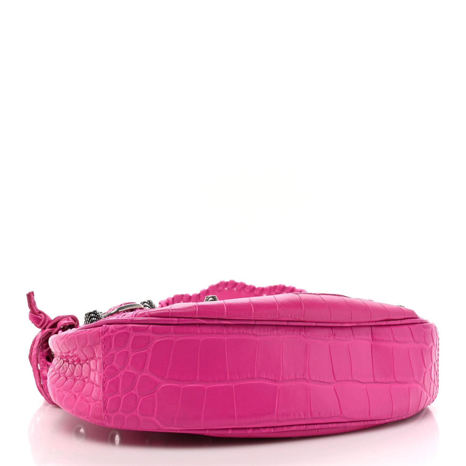 Balenciaga Extra Supple Calfskin Crocodile Embossed XS Le Cagole Shoulder Bag Lipstick Pink 4 of 10
