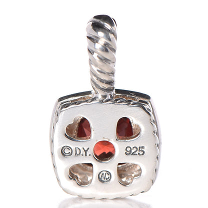David Yurman Sterling Silver Pyrope Garnet Diamond 11mm Petite Albion Pendant Enhancer 2 of 3