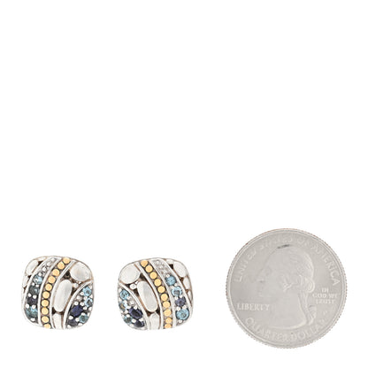John Hardy Sterling Silver 18K Yellow Gold Blue Topaz Iolite Aquamarine Kali Lavafire Earrings 2 of 4