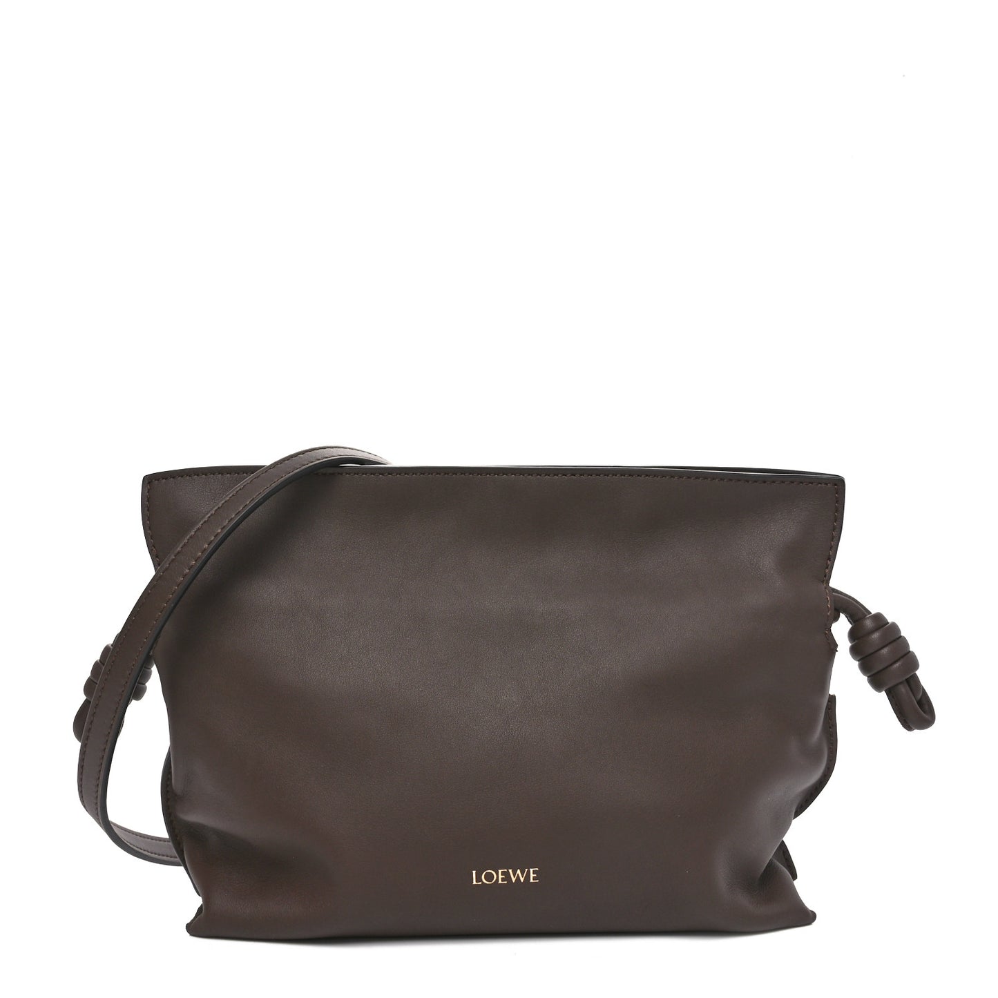 Calfskin Mini Flamenco Knot Clutch Chocolate