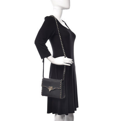 Valentino Garavani Pebbled Calfskin Medium Rockstud Flip Lock Crossbody Bag Black 2 of 10
