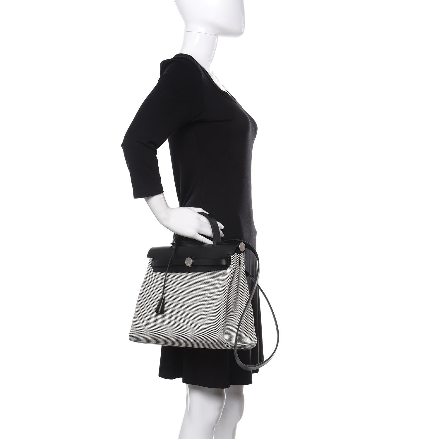 Hermes Vache Hunter Criss Viking Herbag Zip Retourne 31 PM Ecru Black 3 of 13