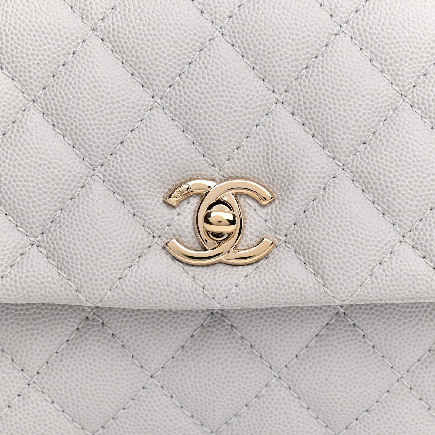 Caviar Quilted Mini Coco Handle Flap Light Grey