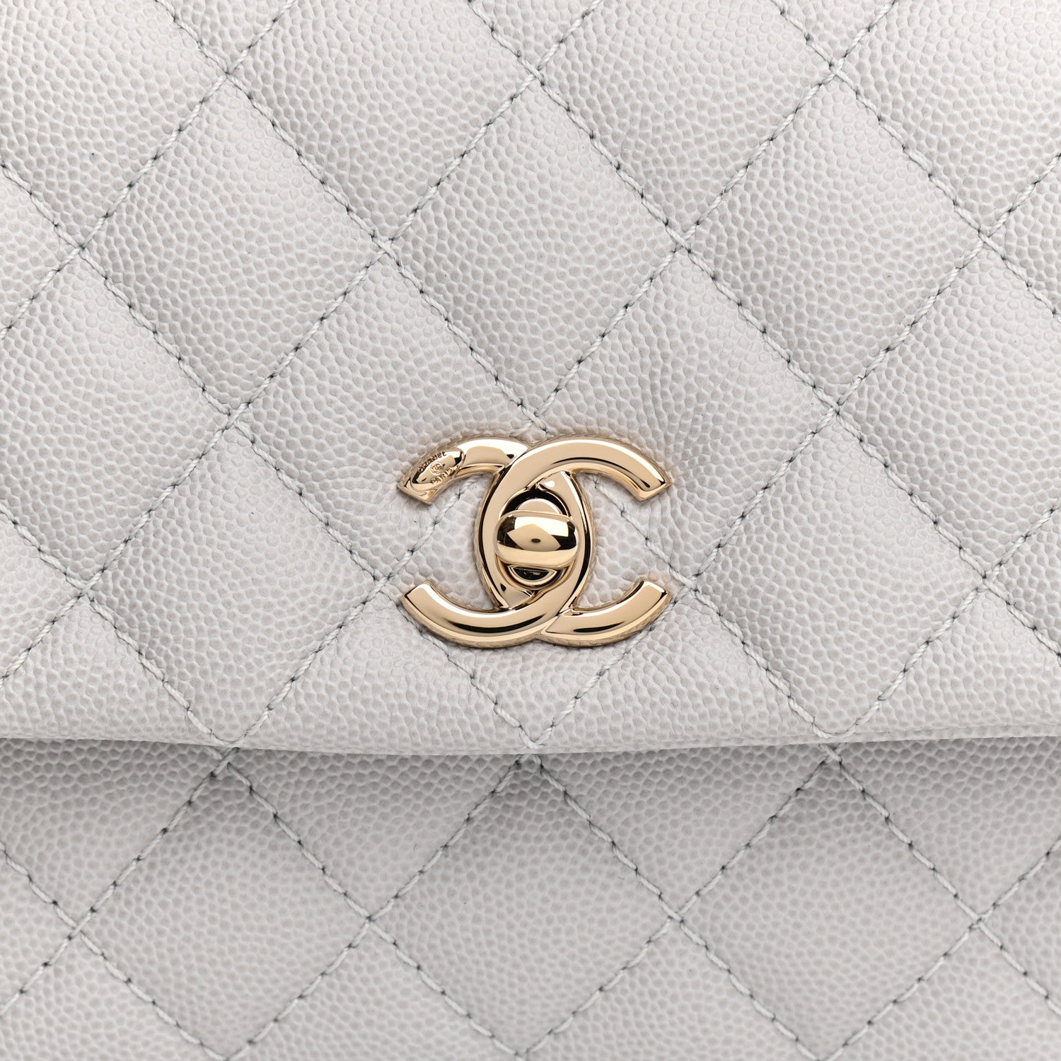 Chanel Caviar Quilted Mini Coco Handle Flap Light Grey 14 of 21