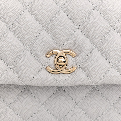 Chanel Caviar Quilted Mini Coco Handle Flap Light Grey 14 of 21