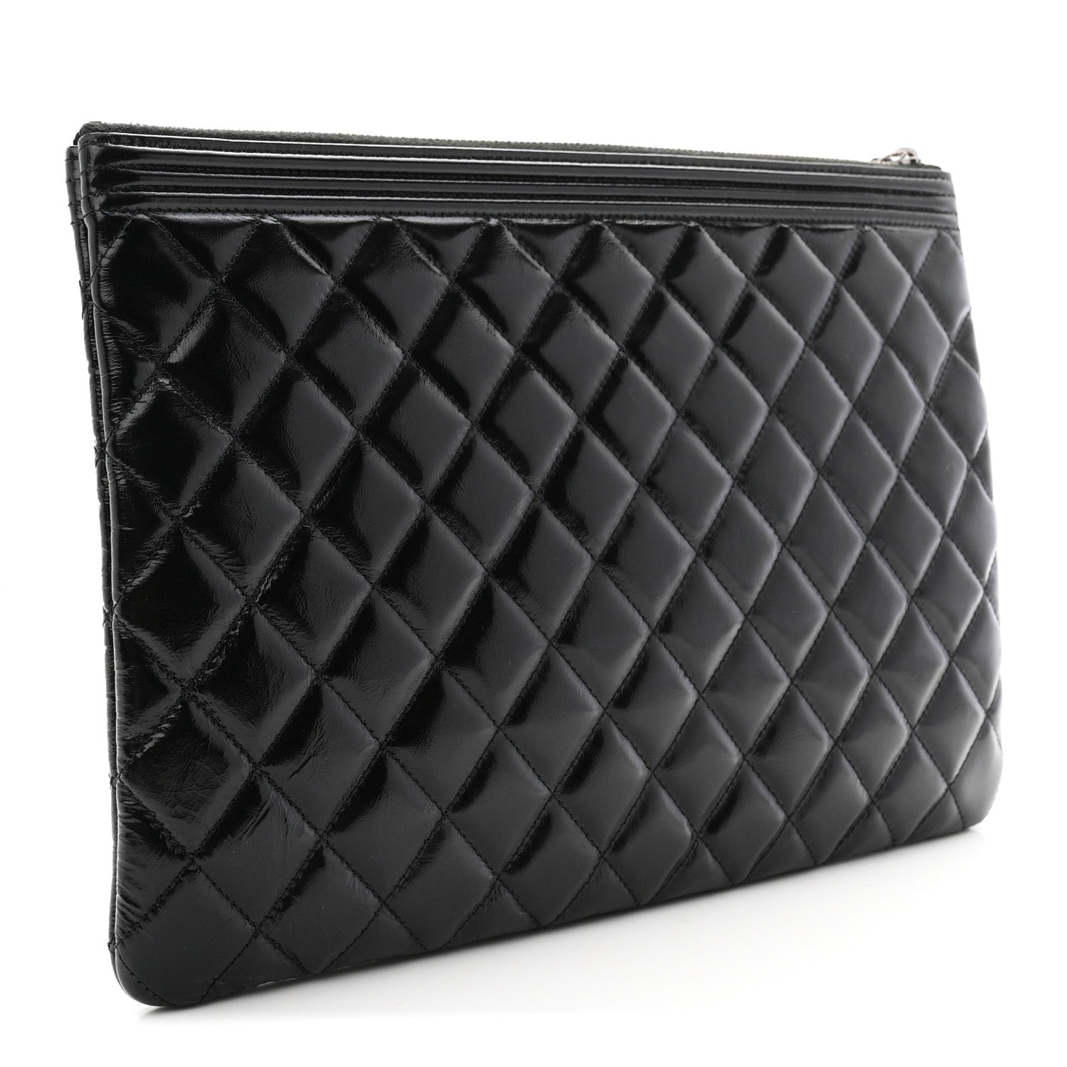 Chanel Patent Calfskin Quilted Medium Boy Cosmetic Case Black 3 of 7