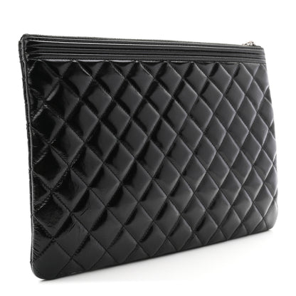 Chanel Patent Calfskin Quilted Medium Boy Cosmetic Case Black 3 of 7