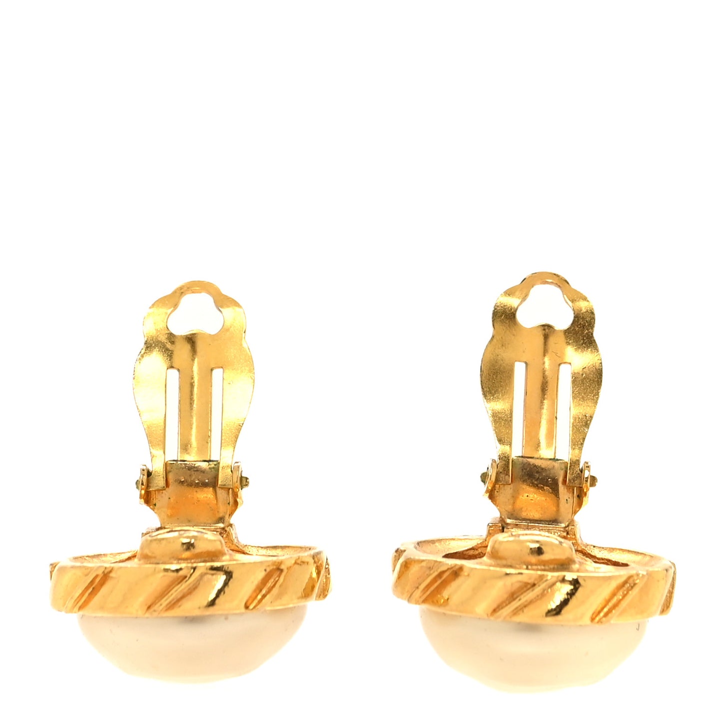 Pearl Round Clip On Earrings Gold