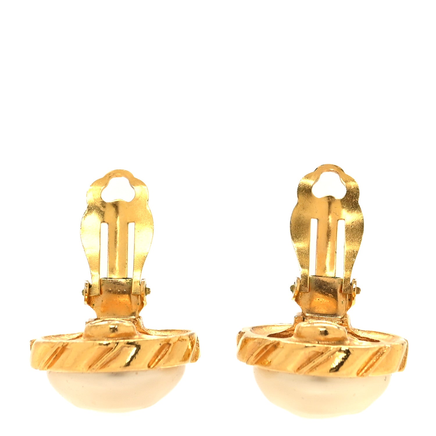 Chanel Pearl Round Clip On Earrings Gold 3 of 4