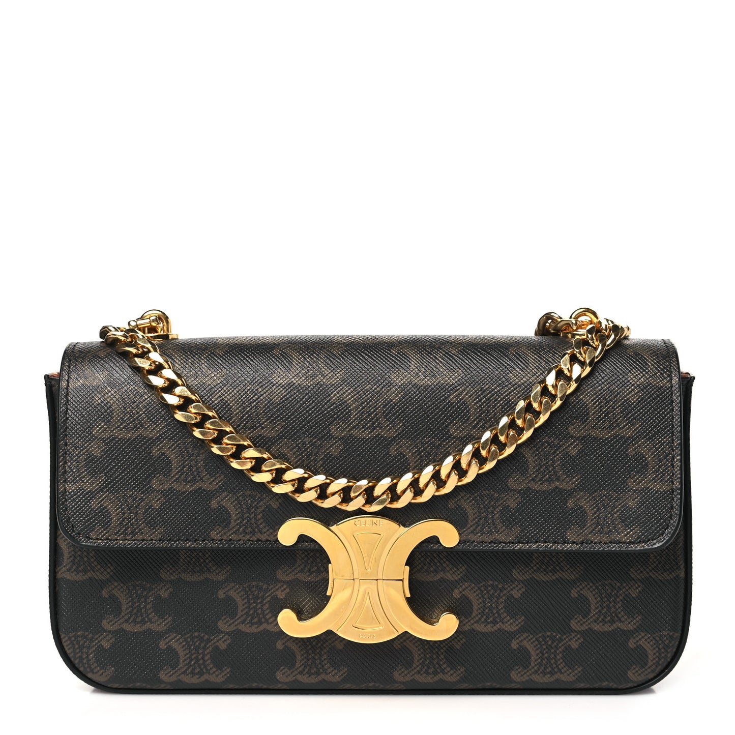 Triomphe Canvas Chain Shoulder Bag Tan