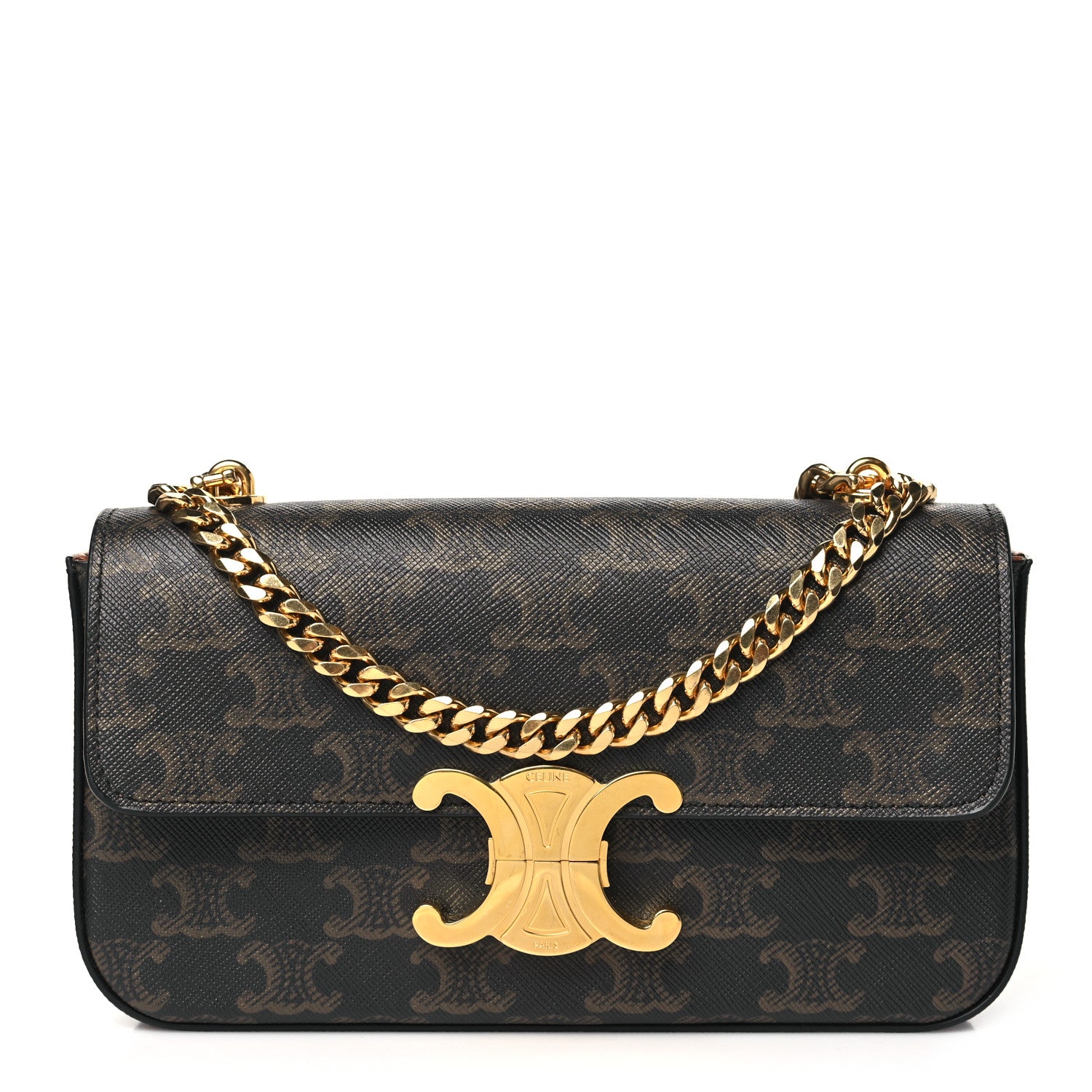 Celine Triomphe Canvas Chain Shoulder Bag Tan 1 of 11