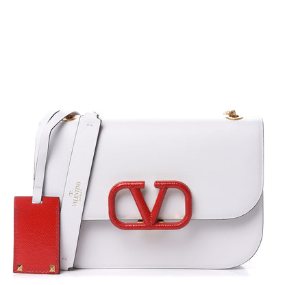 Valentino Garavani Smooth Calfskin Small VLock Shoulder Bag Bianco Ottico Rouge Pur 1 of 8