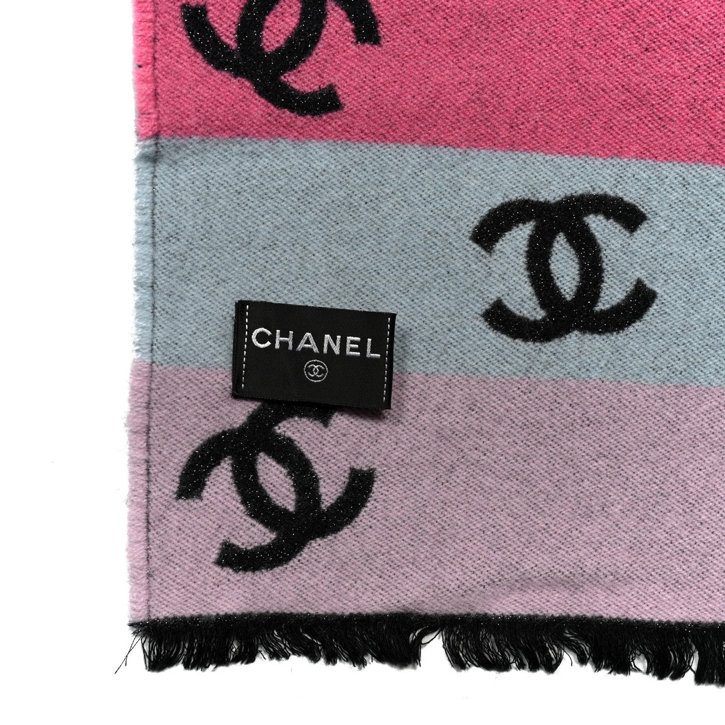 Cashmere Silk Wool CC Stole Black Multicolor