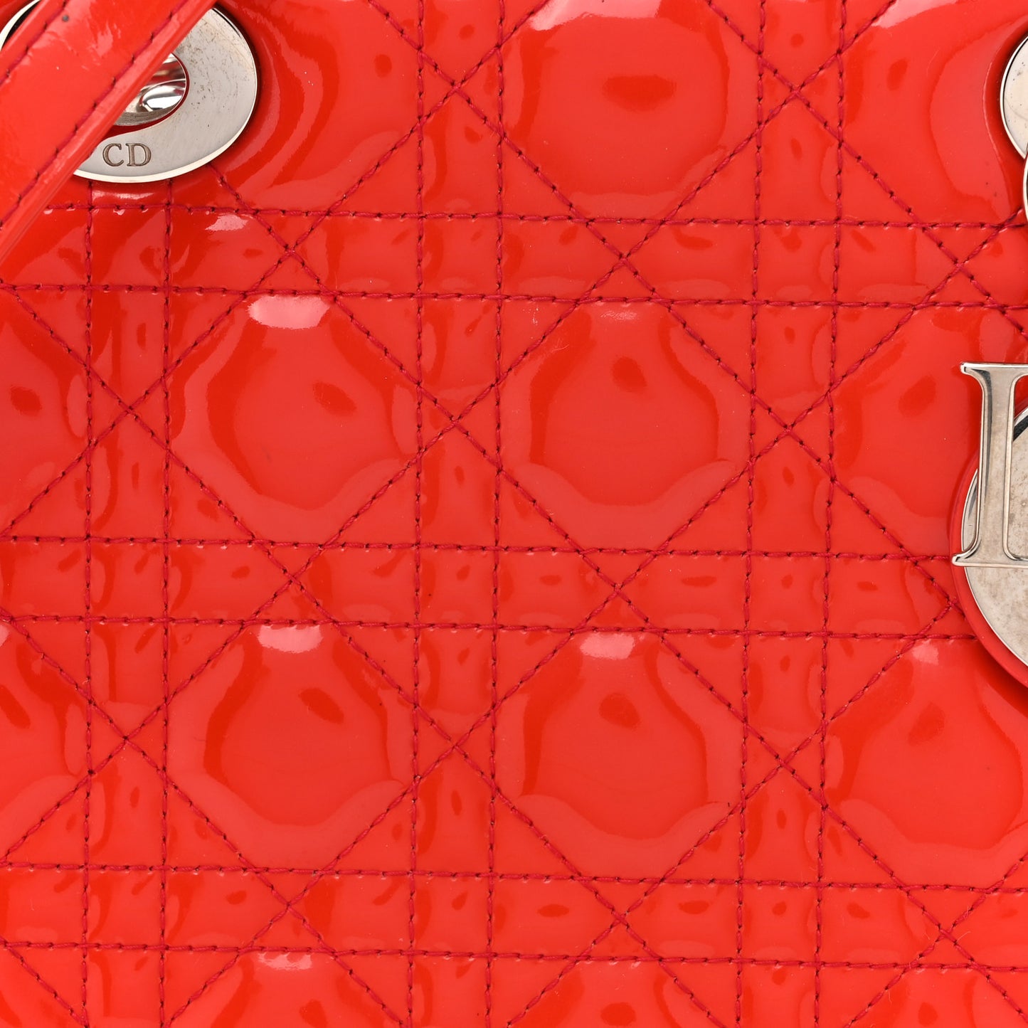 Patent Cannage Medium Lady Dior Red