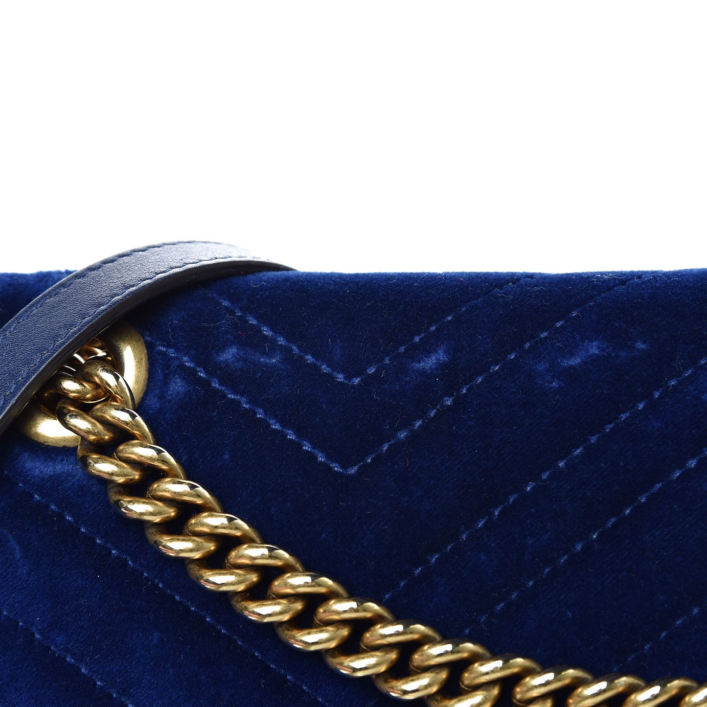 Velvet Matelasse Medium GG Marmont Shoulder Bag Cobalt Blue