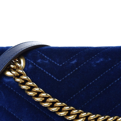 Gucci Velvet Matelasse Medium GG Marmont Shoulder Bag Cobalt Blue 17 of 17