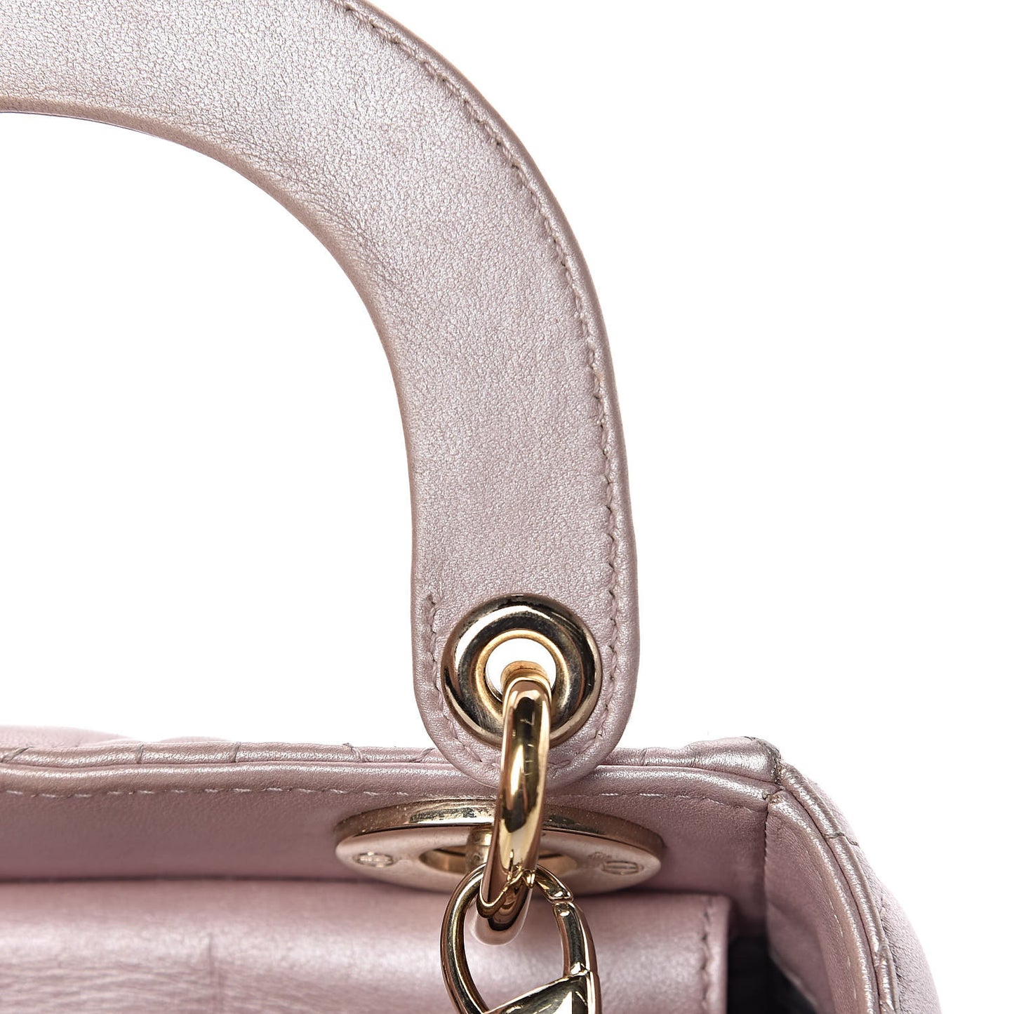 Metallic Lambskin Cannage Mini Lady Dior Lotus