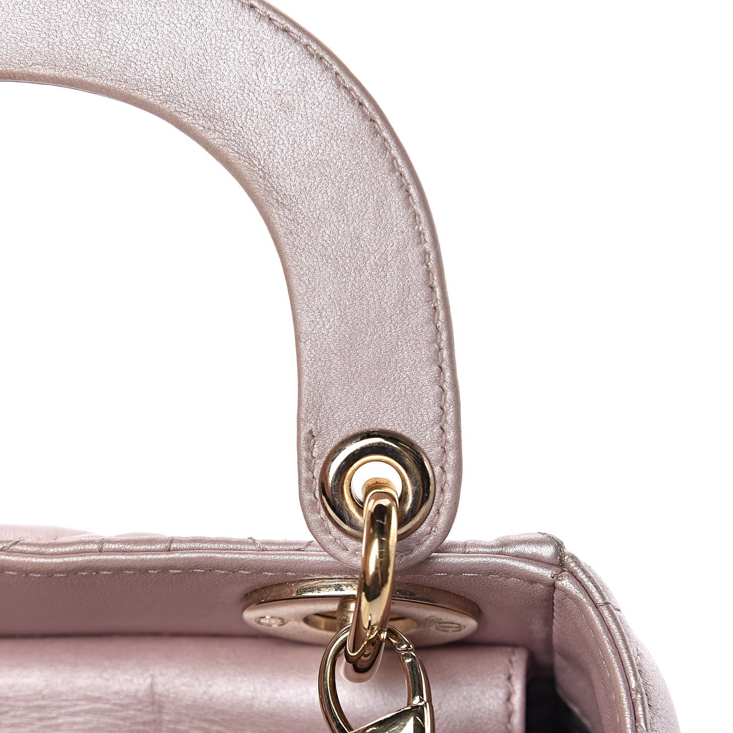 Christian Dior Metallic Lambskin Cannage Mini Lady Dior Lotus 11 of 16