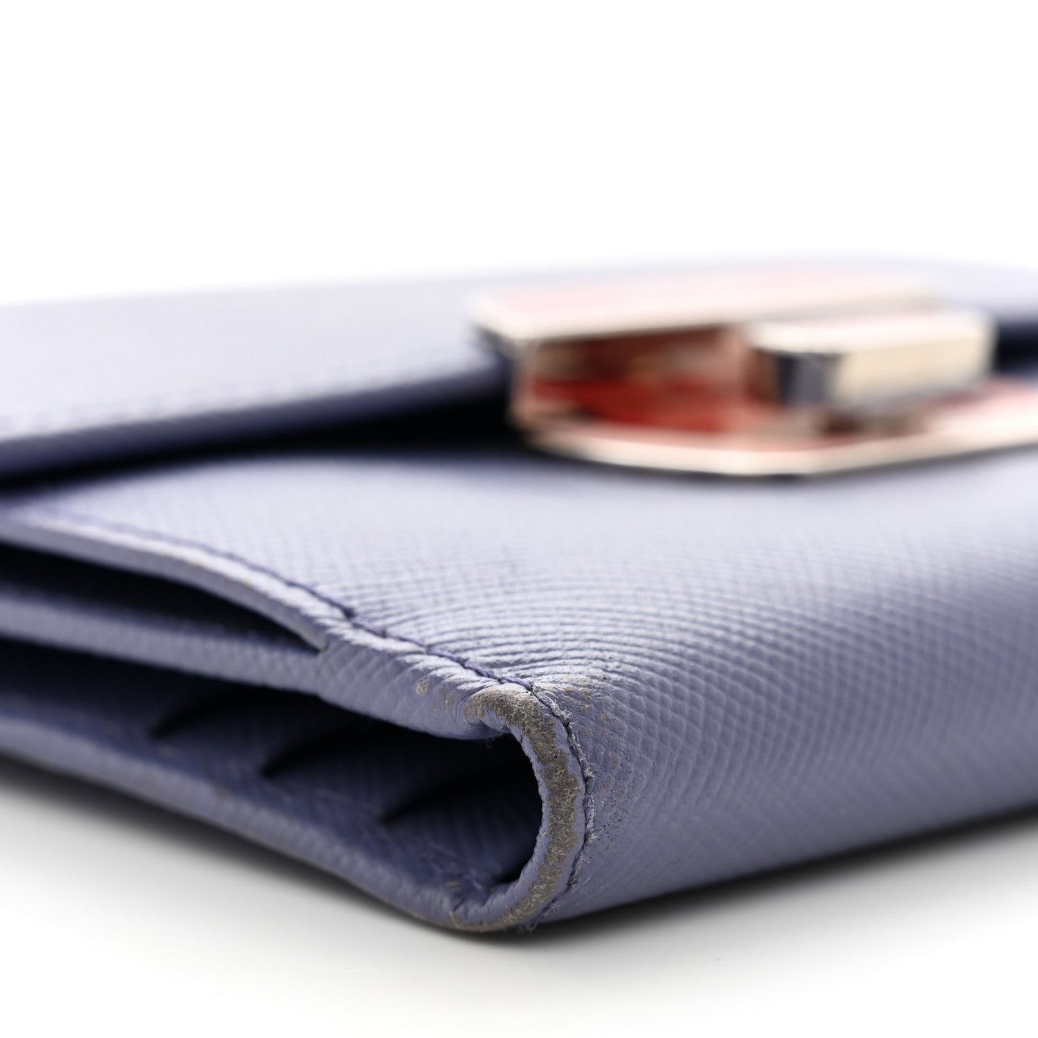 Prada Saffiano Compact Flap Wallet Lilla 9 of 10