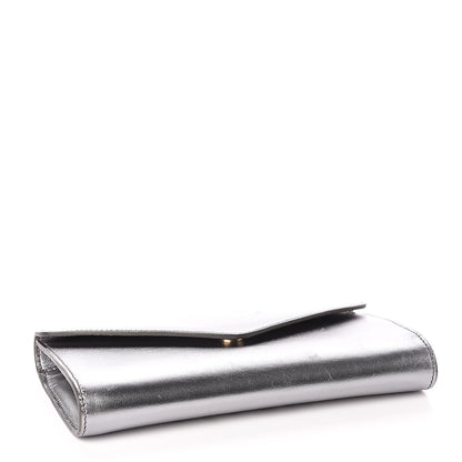 Saint Laurent Metallic Calfskin Y-Mail Clutch Silver 4 of 9
