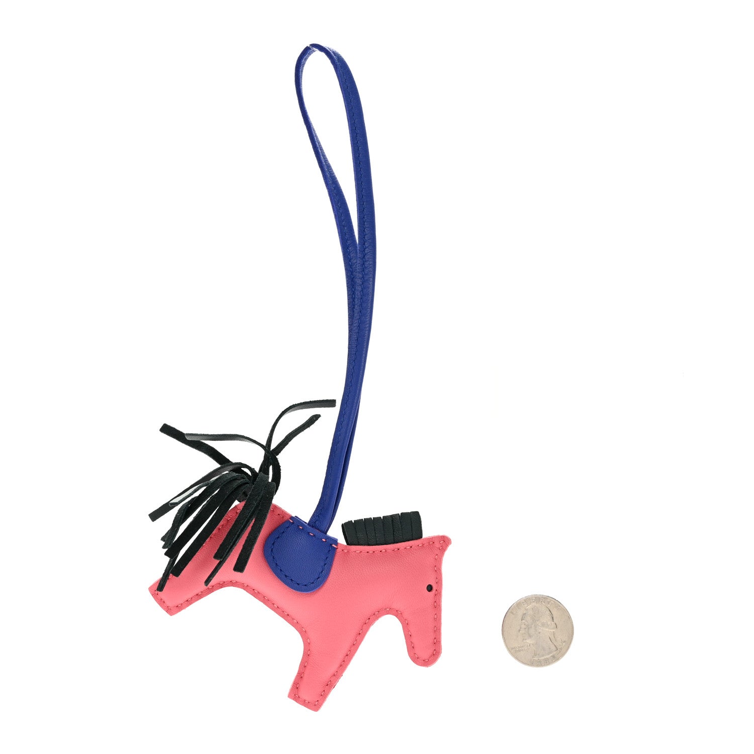 Hermes Milo Lambskin Grigri Rodeo Horse Bag Charm PM Rose Azalee Vert Cypress Bleu Electrique 2 of 4