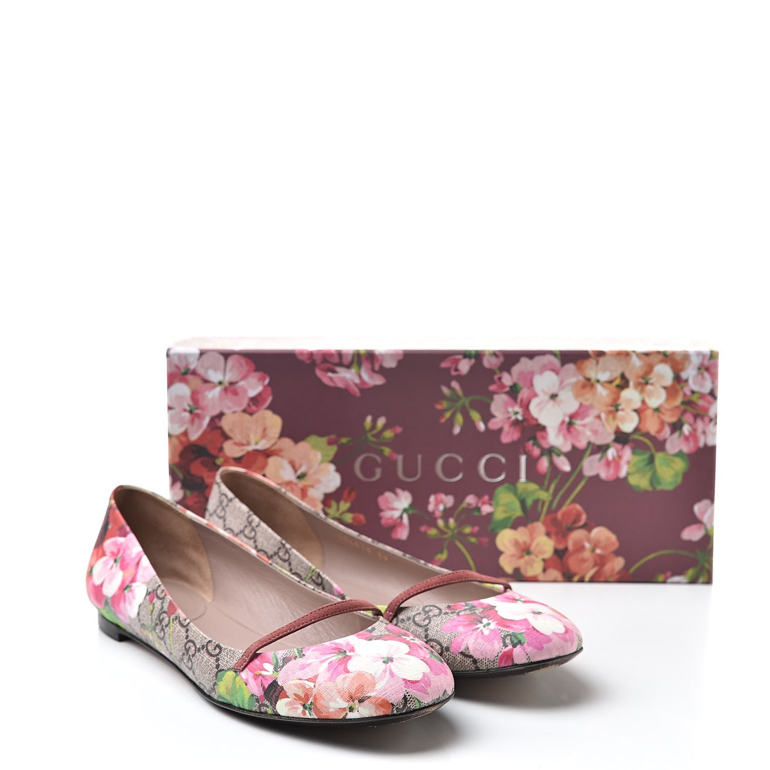 Gucci GG Supreme Monogram Blooms Ballet Flats 39 Beige Multicolor Dry Rose 12 of 12