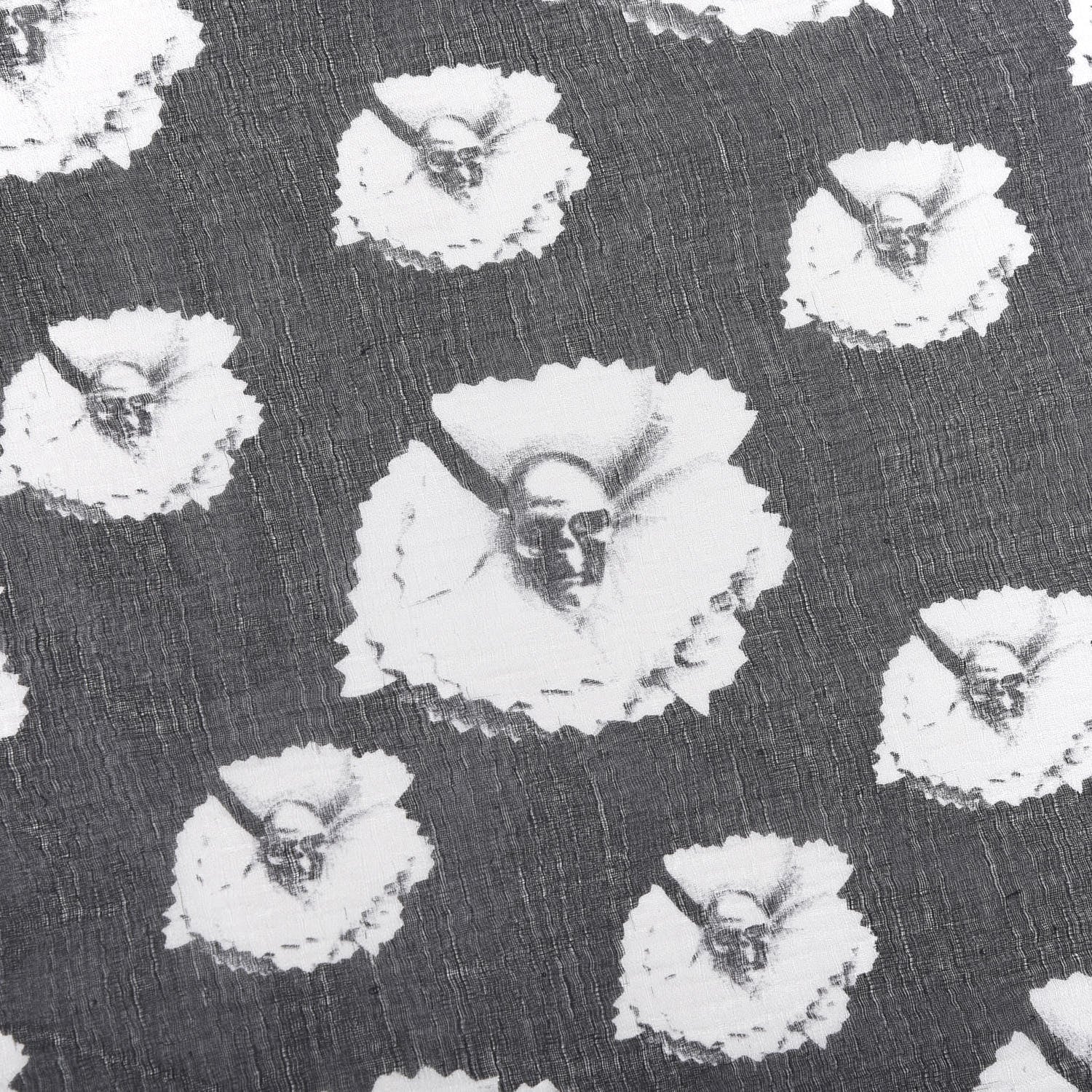 Alexander McQueen Silk Chiffon Flower Skull Scarf Black Ivory 2 of 5