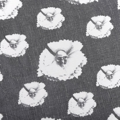 Alexander McQueen Silk Chiffon Flower Skull Scarf Black Ivory 2 of 5