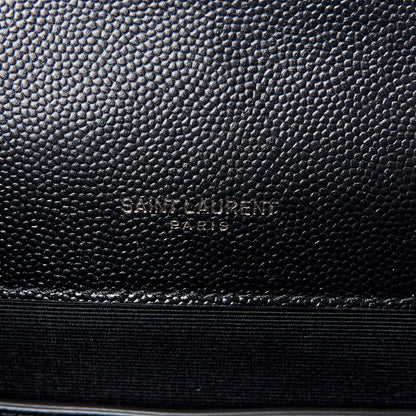 Saint Laurent Grain De Poudre Textured Mixed Matelasse Triquilt Small Monogram Monochrome Satchel Black 6 of 11