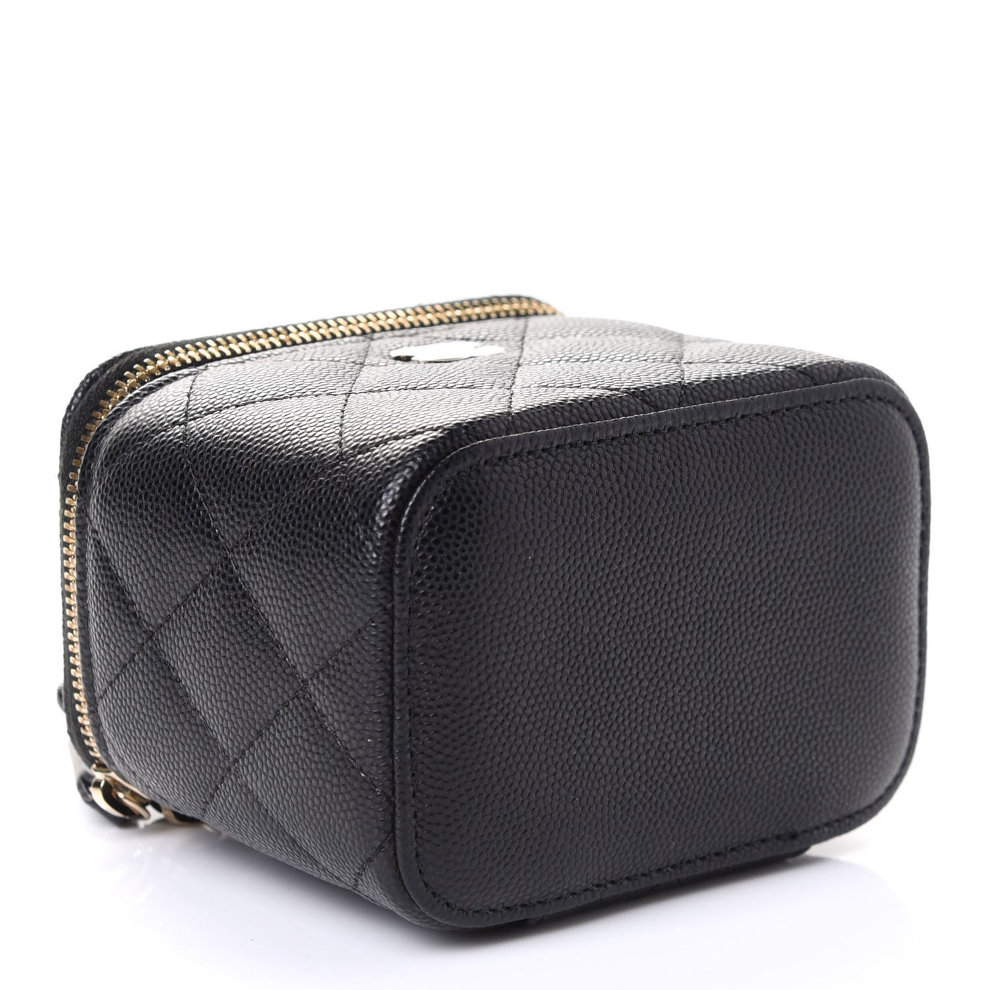 Caviar Quilted Mini Vanity Case With Chain Black