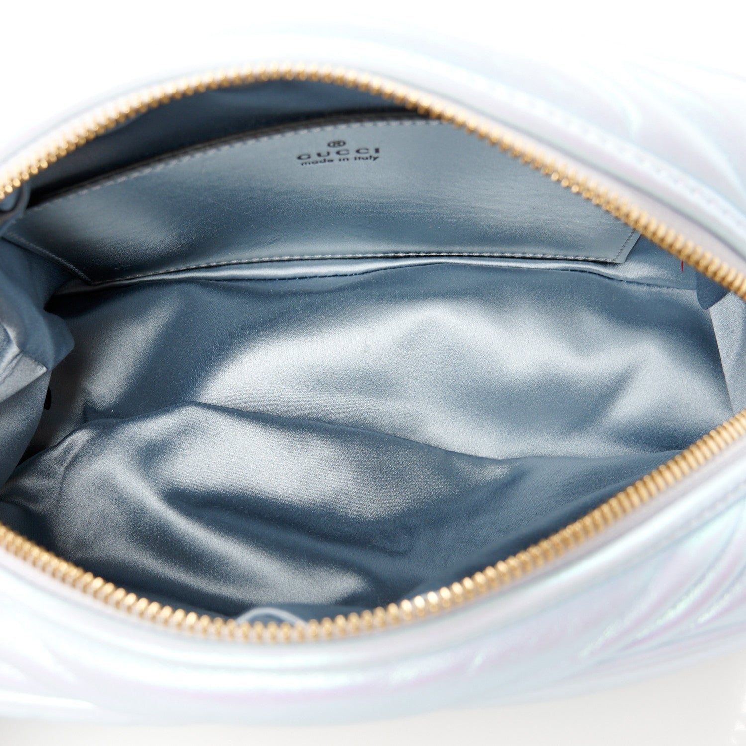 Gucci Iridescent Nappa Chevron Matelasse Small GG Marmont Chain Shoulder Bag Iridescent Snow Light Blue 5 of 10