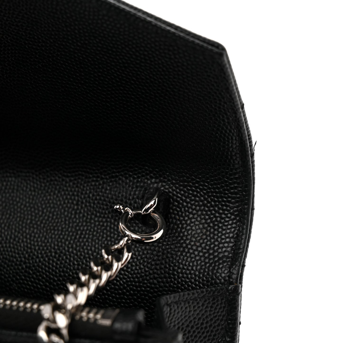 Grain De Poudre Matelasse Chevron Monogram Envelope Chain Wallet Black
