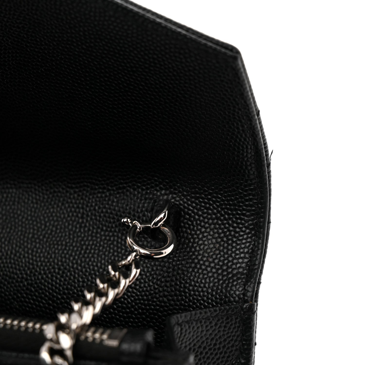 Saint Laurent Grain De Poudre Matelasse Chevron Monogram Envelope Chain Wallet Black 12 of 13
