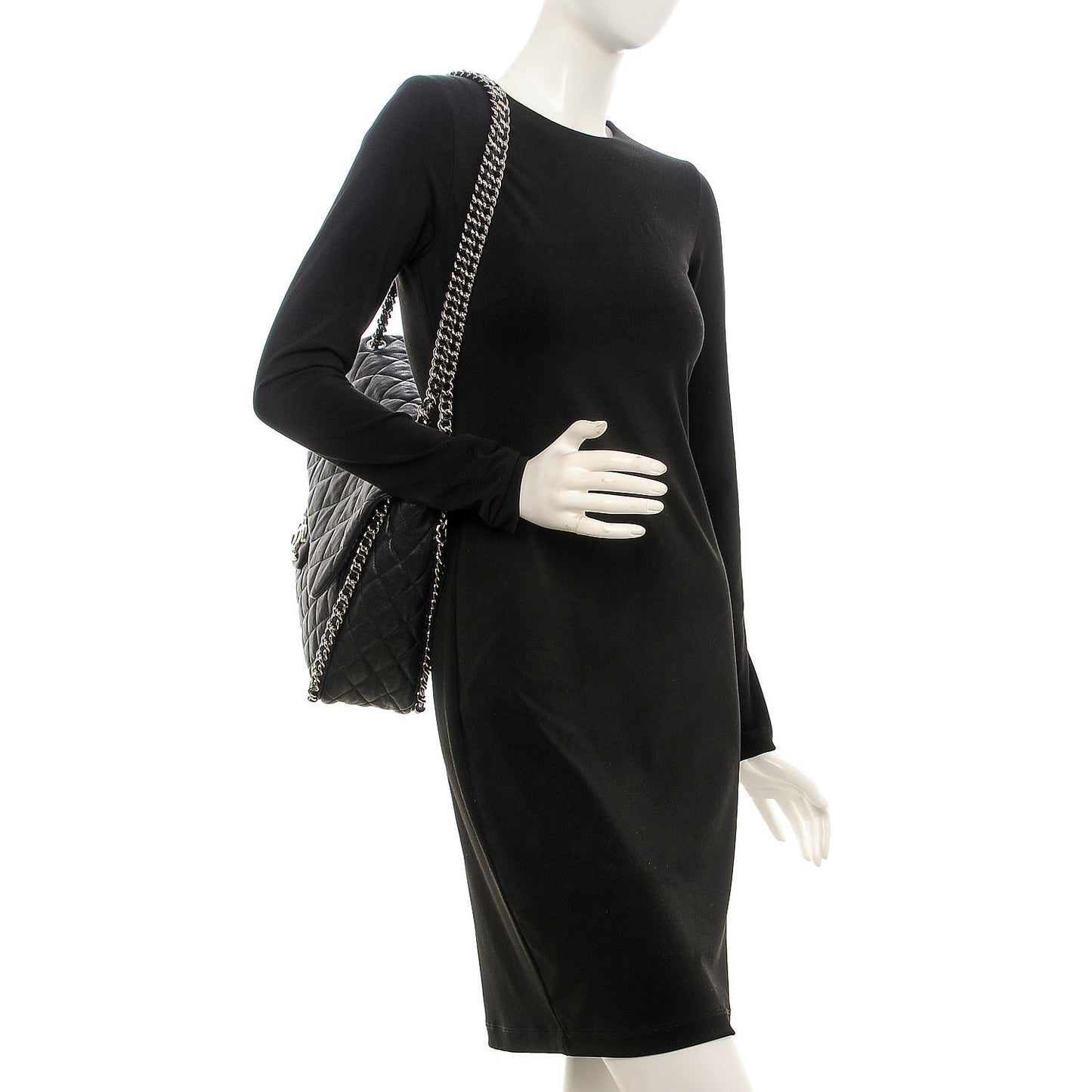 Washed Lambskin Quilted Maxi Chain Around Flap Black