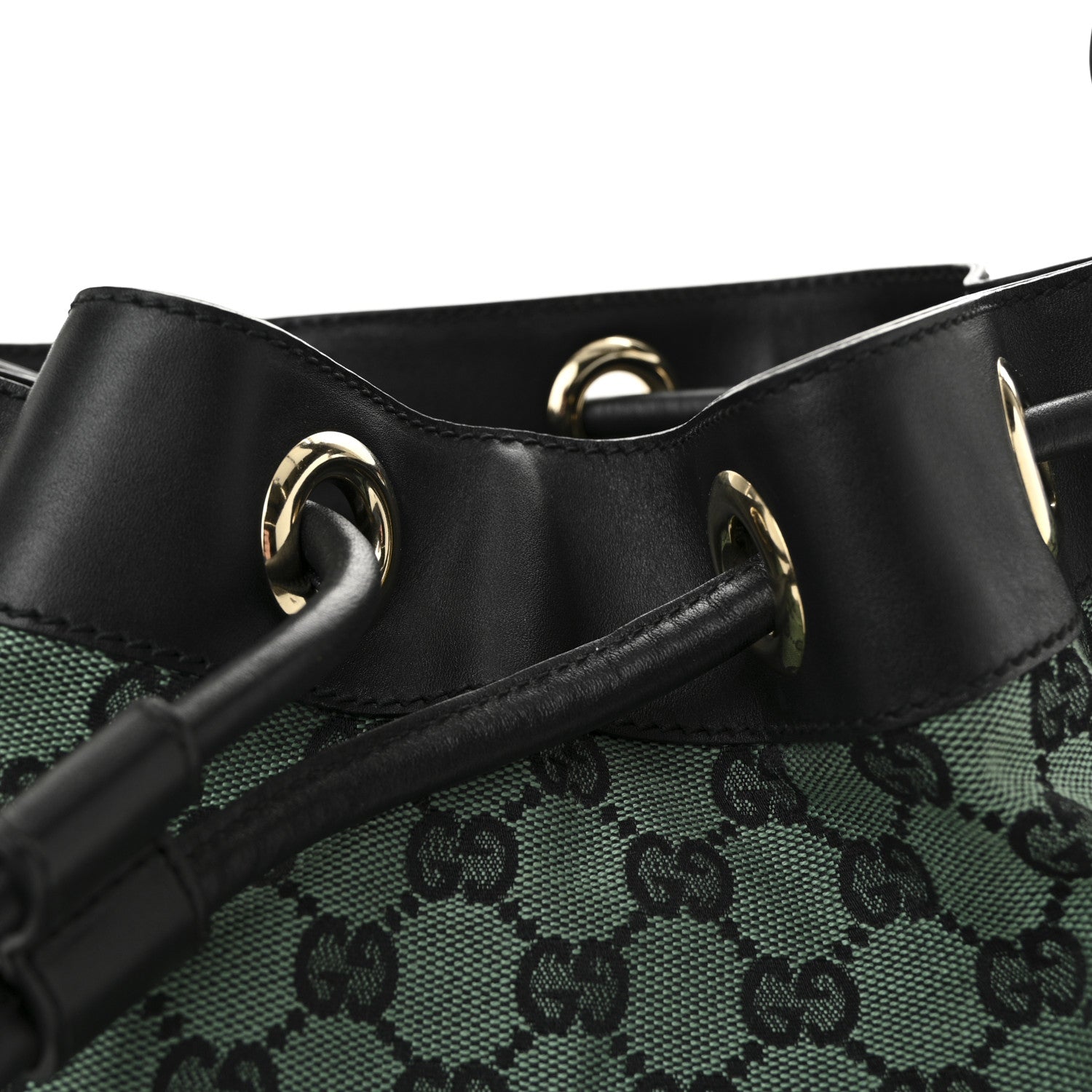 Gucci Monogram Drawstring Shoulder Bag Green 8 of 10