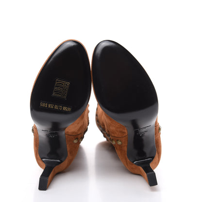Saint Laurent Suede Otterproof Light Studded Grace 105 Boots 37 Fox Brown 5 of 8