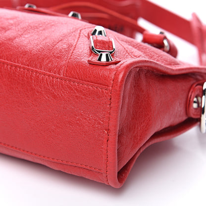 Balenciaga Agneau Classic Silver Hardware Mini City Logo Strap Rouge Cardinal Black 8 of 9
