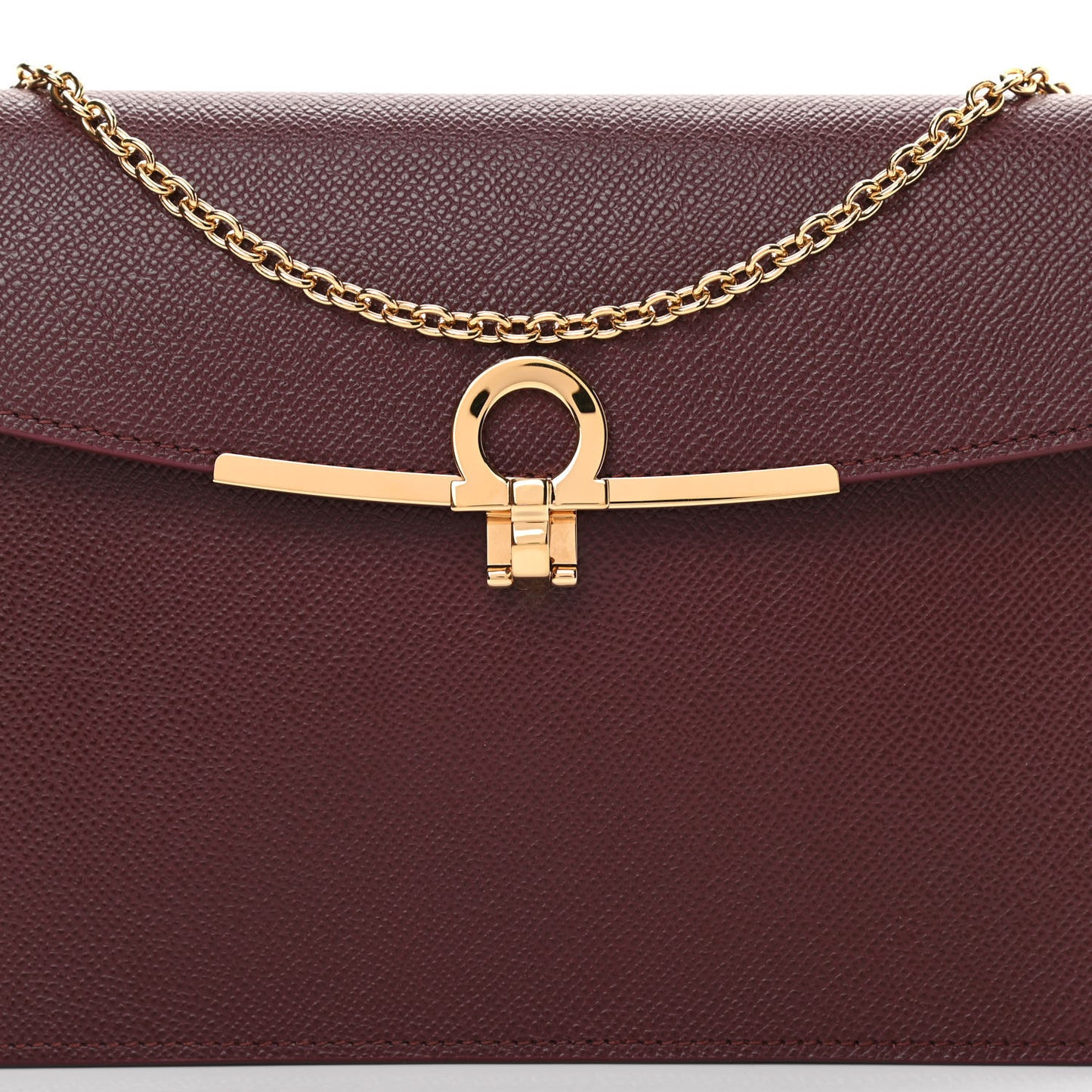 Hammered Calfskin Gancio Wallet On Chain Burgundy