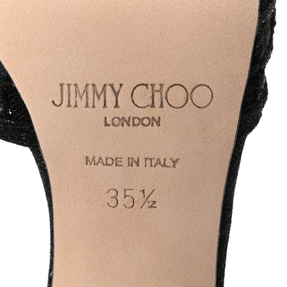 Jimmy Choo Glitter Checker Board Mesh Crystal Saeda 100 Pumps 35.5 Black 8 of 8