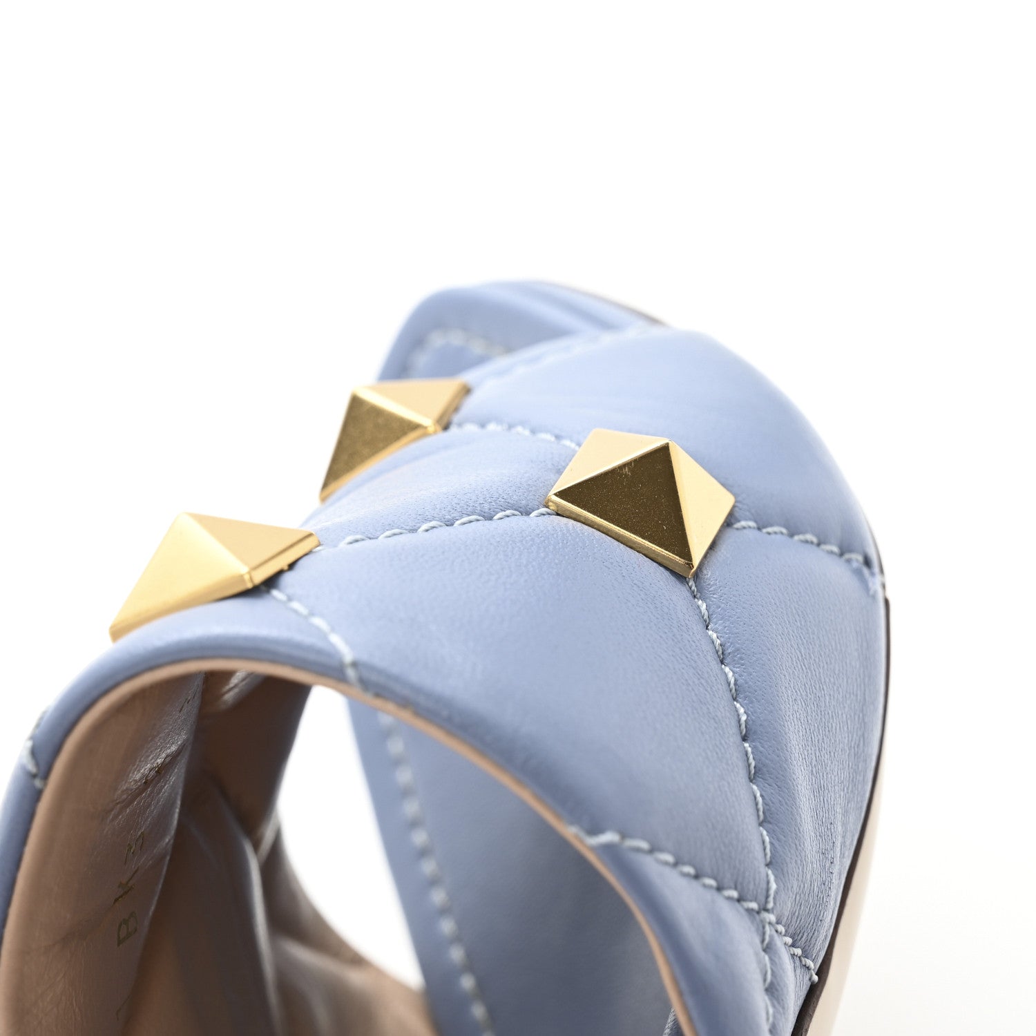 Valentino Garavani Nappa Quilted Roman Stud 65mm Slide Sandals 38 Azure 11 of 11