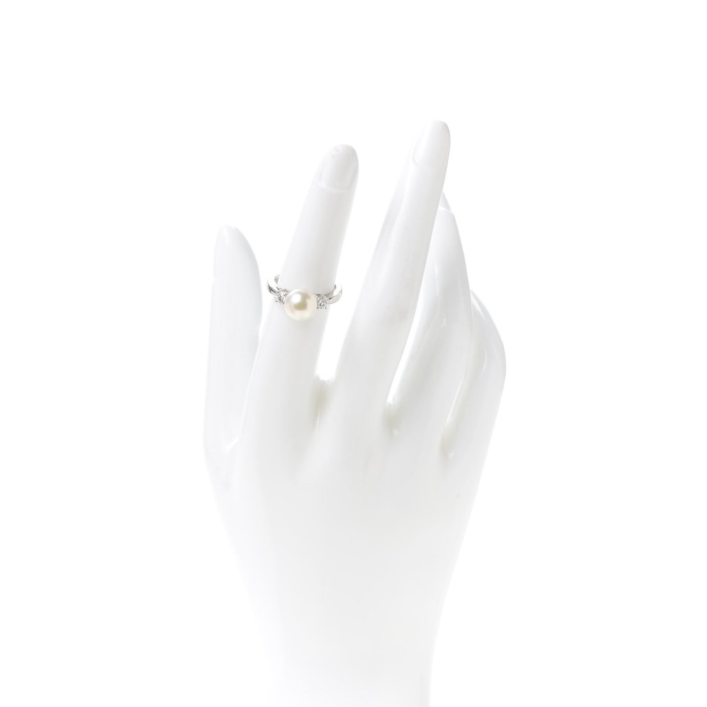 Platinum Diamond Akoya Pearl 8.5mm Ring 50 5.5