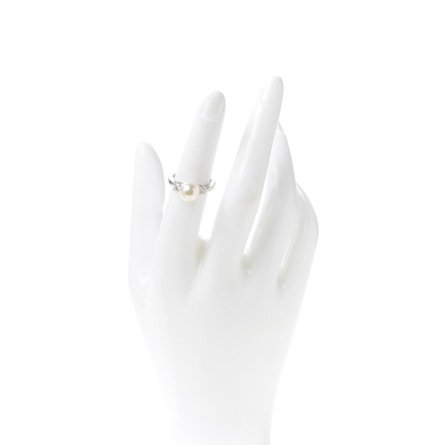Mikimoto Platinum Diamond Akoya Pearl 8.5mm Ring 50 5.5 2 of 4