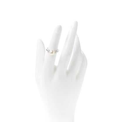 Mikimoto Platinum Diamond Akoya Pearl 8.5mm Ring 50 5.5 2 of 4