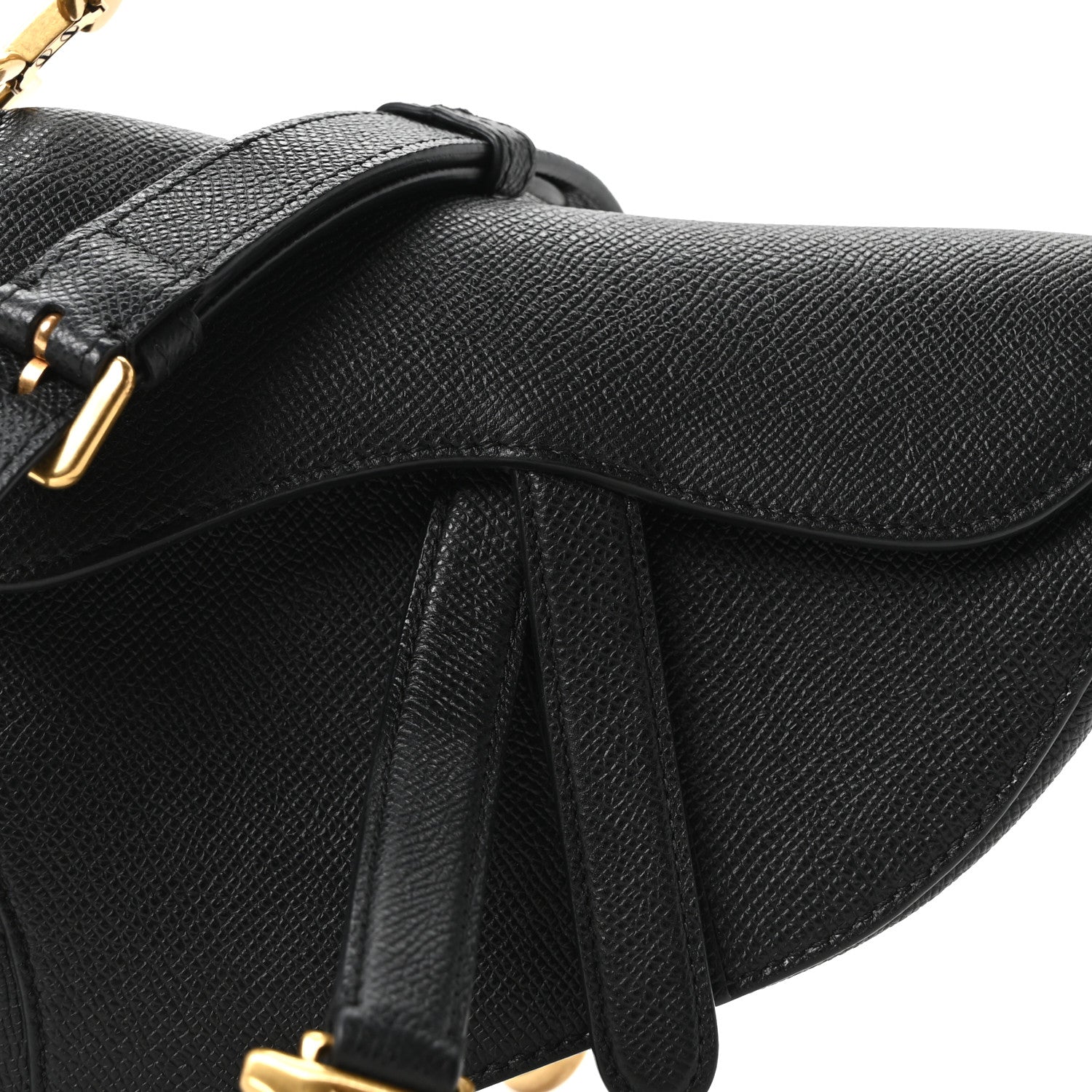 Christian Dior Grained Calfskin Mini Saddle Bag With Strap Black 8 of 10