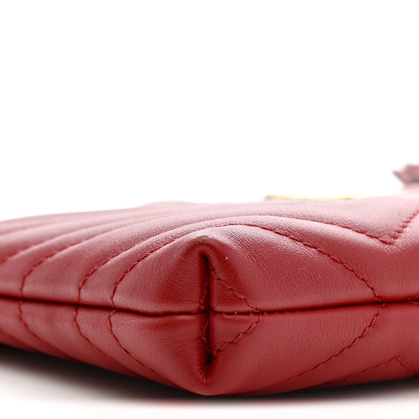 Calfskin Matelasse Mini GG Marmont Chain Bag Hibiscus Red