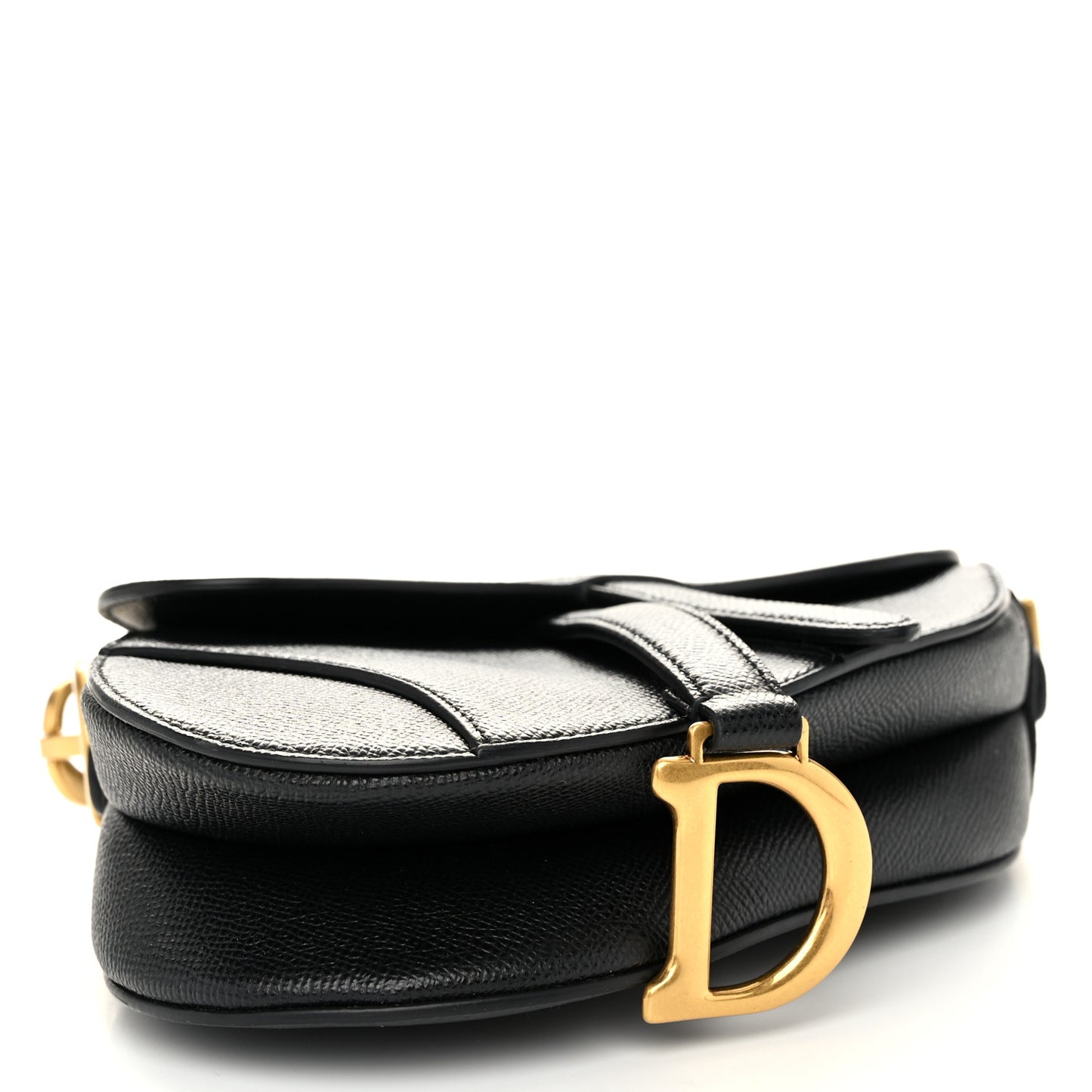 Grained Calfskin Mini Saddle Bag Black