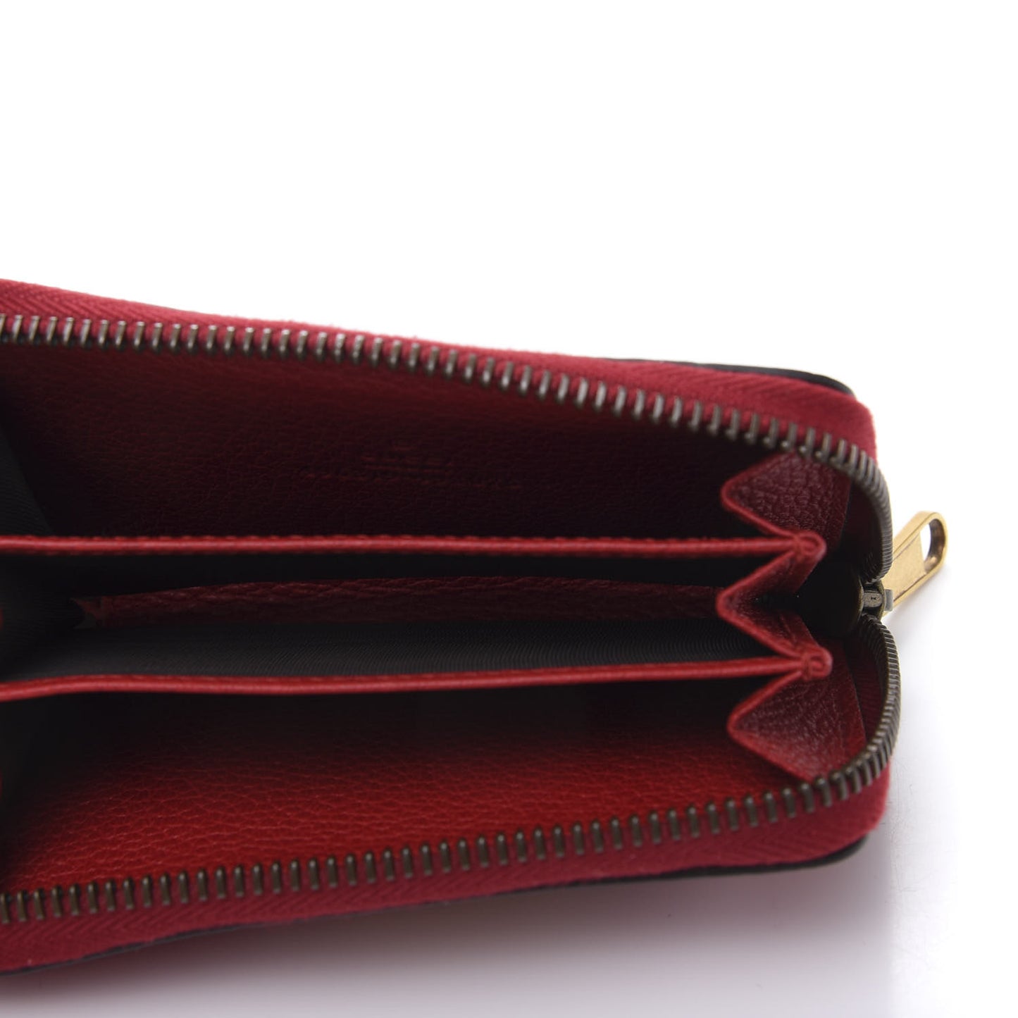 Calfskin Logo Zip Around Card Case Hibiscus Red