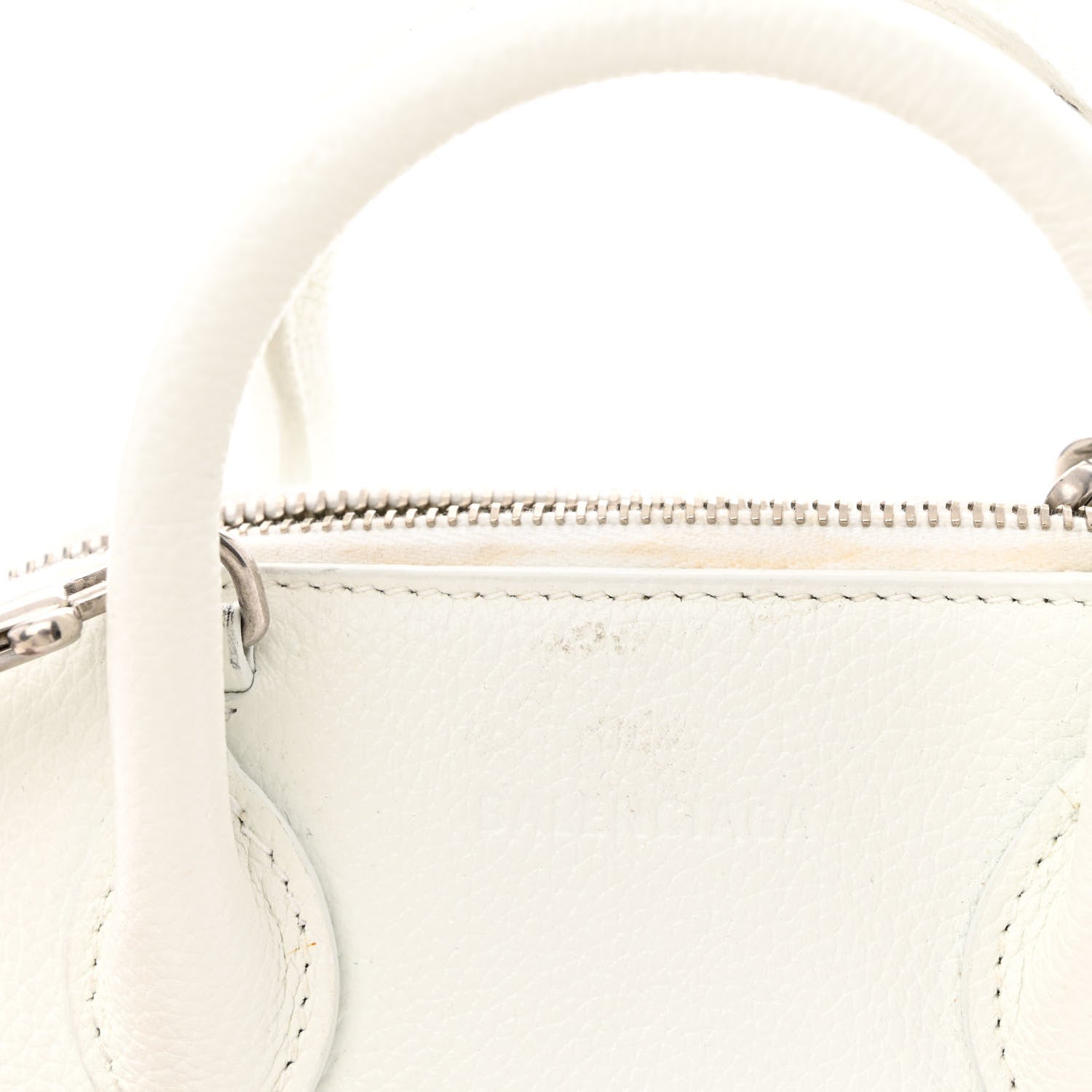 Balenciaga Grained Calfskin Logo XXS Ville Top Handle Bag White Fluo Pink 13 of 14